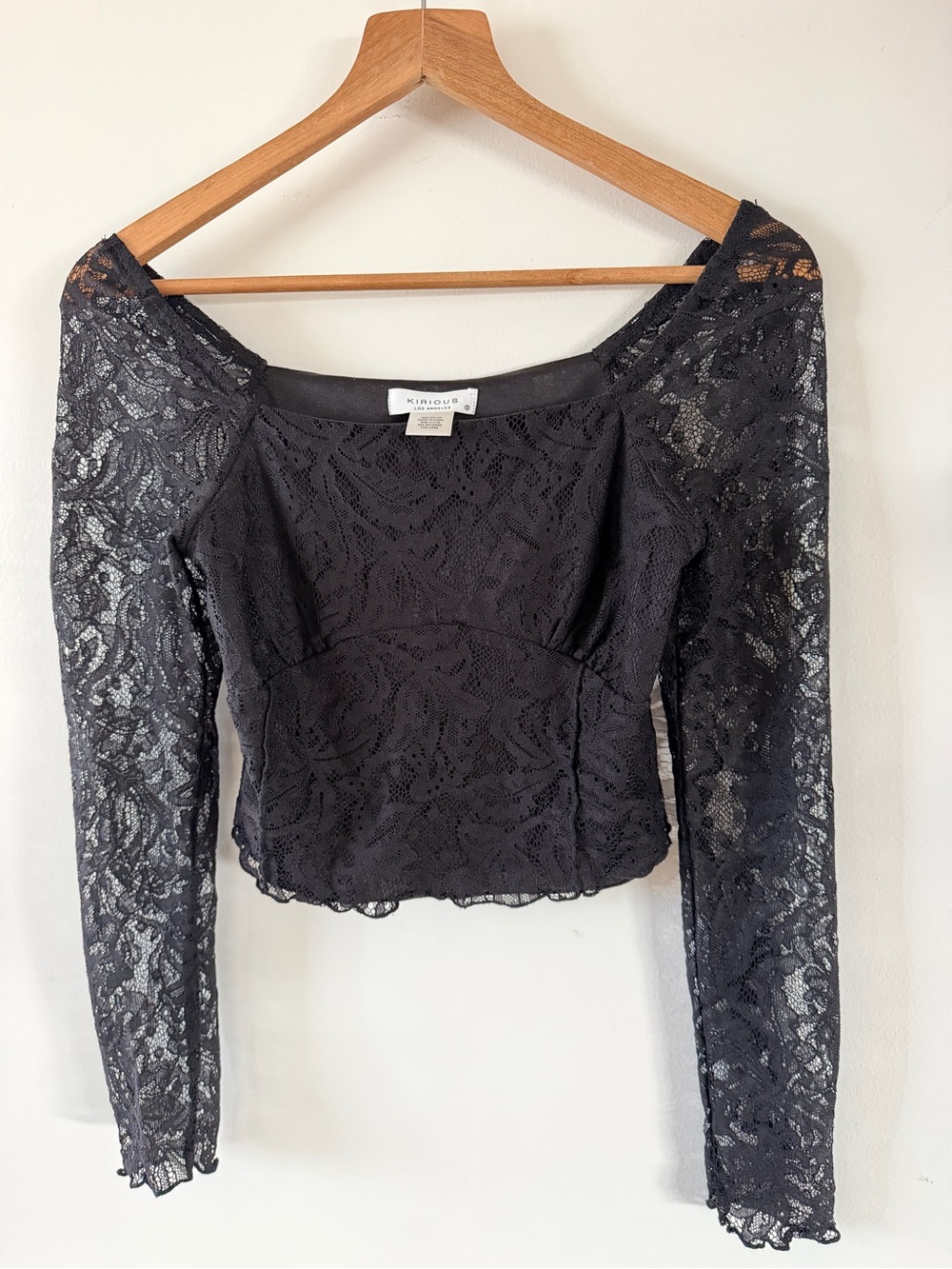 Kirious Black Lace Square-Neck Cropped Top